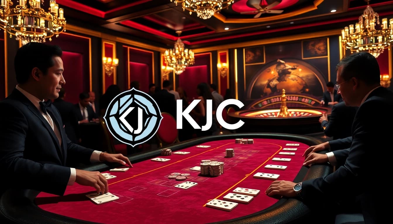 KJC players engaged in an exciting poker game at a lavish casino table.