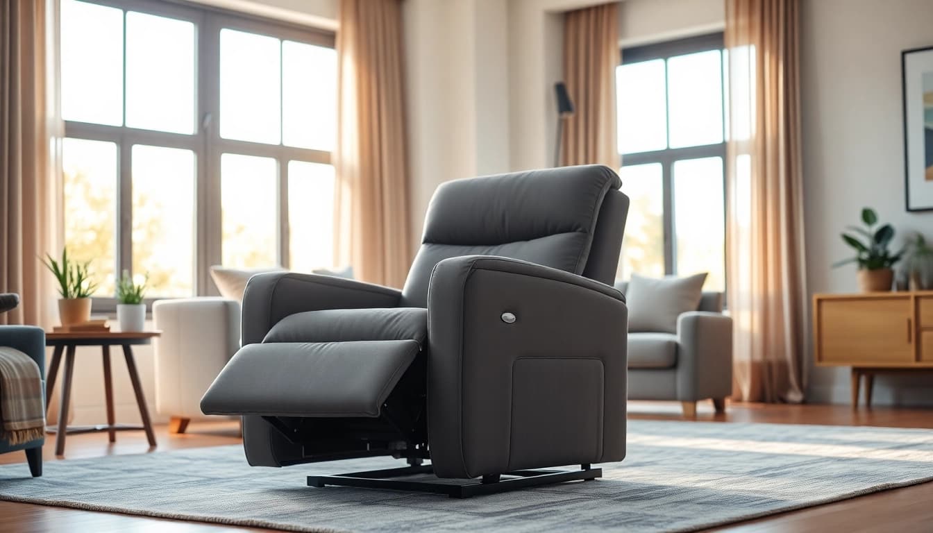 A comfortable recliner with lift designed for relaxation and ease of use in a modern living room.