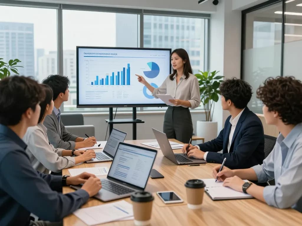 Team of professionals collaborating in a modern office, highlighting staffing agencies' strategic hiring solutions.