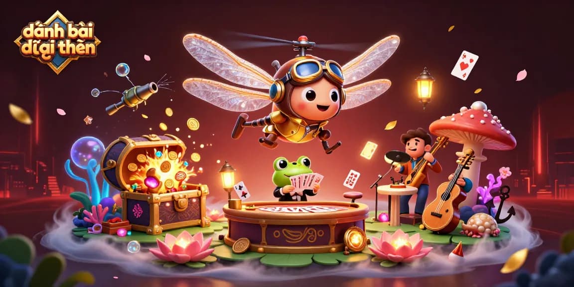 Experience the thrill of đánh bài đổi thưởng in a vibrant 3D casino scene with exciting characters and elements.