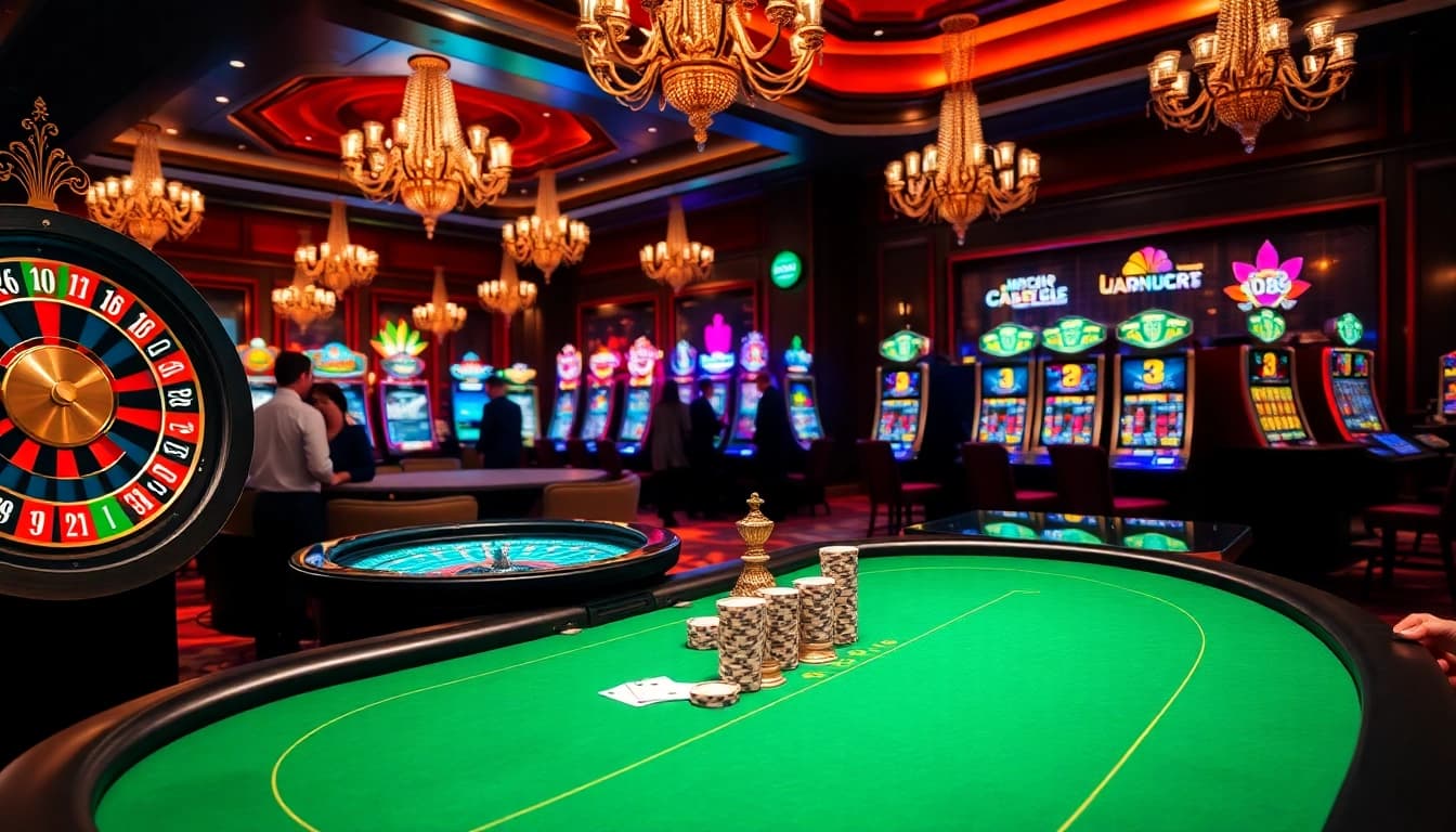 RR88 players enjoying an exciting game at a luxurious casino table.