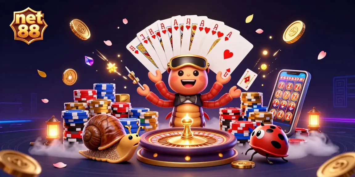 Experience the excitement at net 88 with a vibrant 3D casino scene full of action and winning potential.