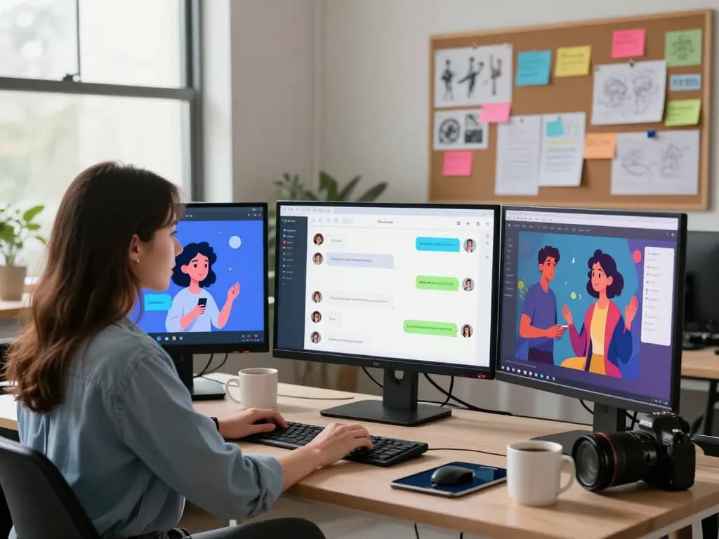 Exploring ai chat porn through dynamic AI character interactions in a creative digital art studio.