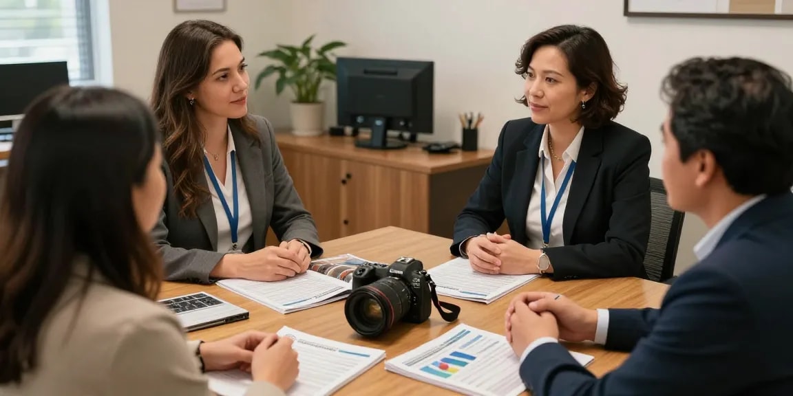 Financial advisors providing trusted services in a local business setting.