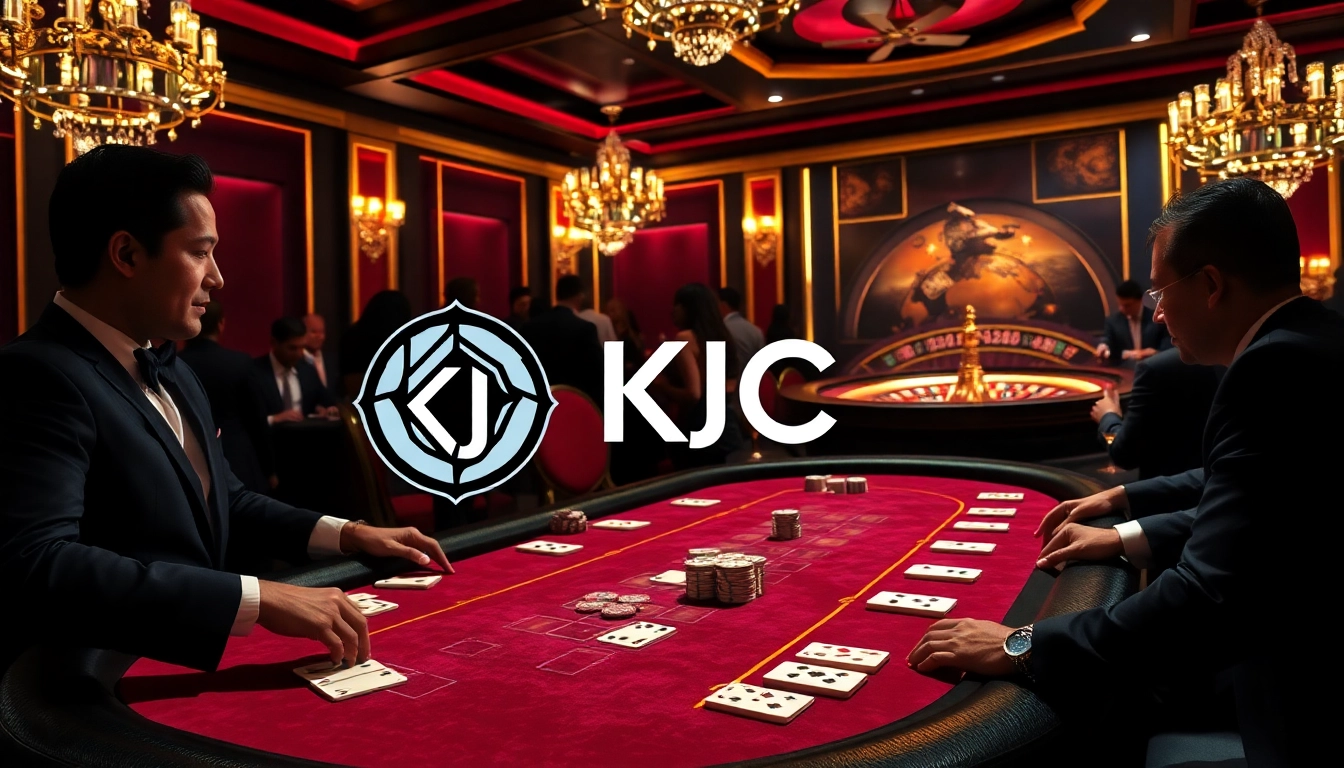 KJC players engaged in an exciting poker game at a lavish casino table.