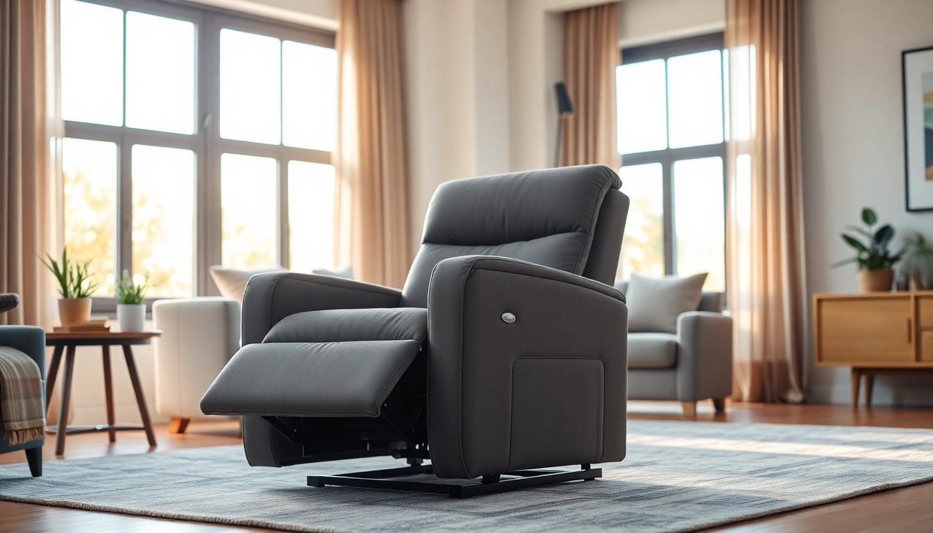 A comfortable recliner with lift designed for relaxation and ease of use in a modern living room.