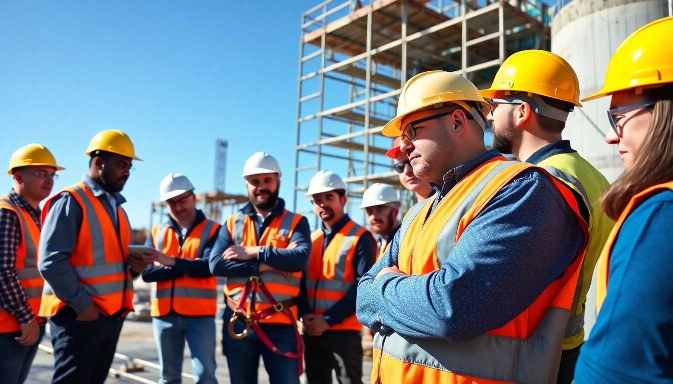 Engaged participants at a construction site safety training highlighting essential safety practices.