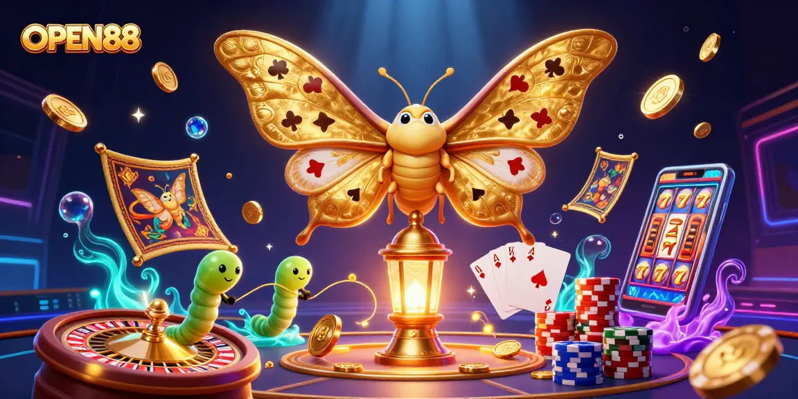 Engage in thrilling gaming at OPEN88 with vibrant casino scenes and unique motifs.
