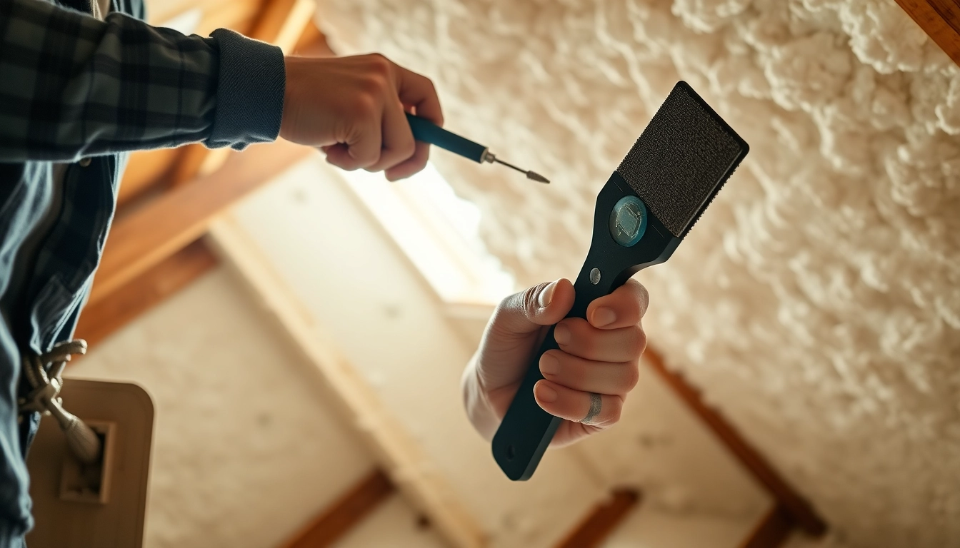 Evaluate spray foam removal cost with a contractor assessing attic insulation.