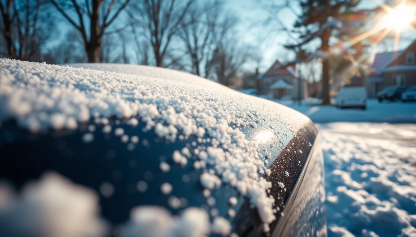 Enhance winter car protection Chattanooga with a polished vehicle surrounded by snow.