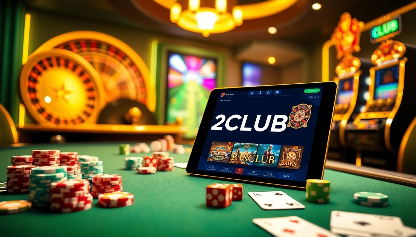 B52CLUB logo displayed at a vibrant online casino scene with exciting game elements.