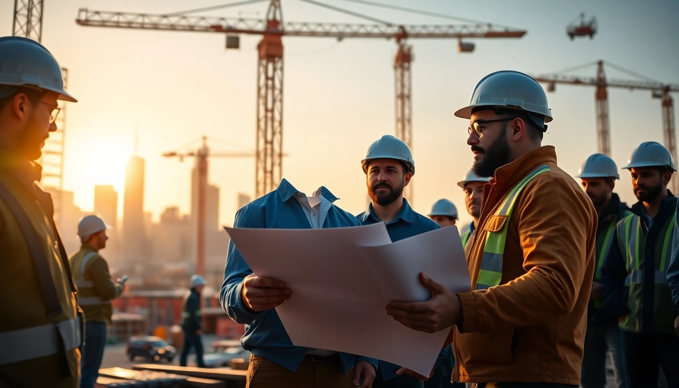 New York Construction Manager overseeing a bustling construction site with teamwork and precision.