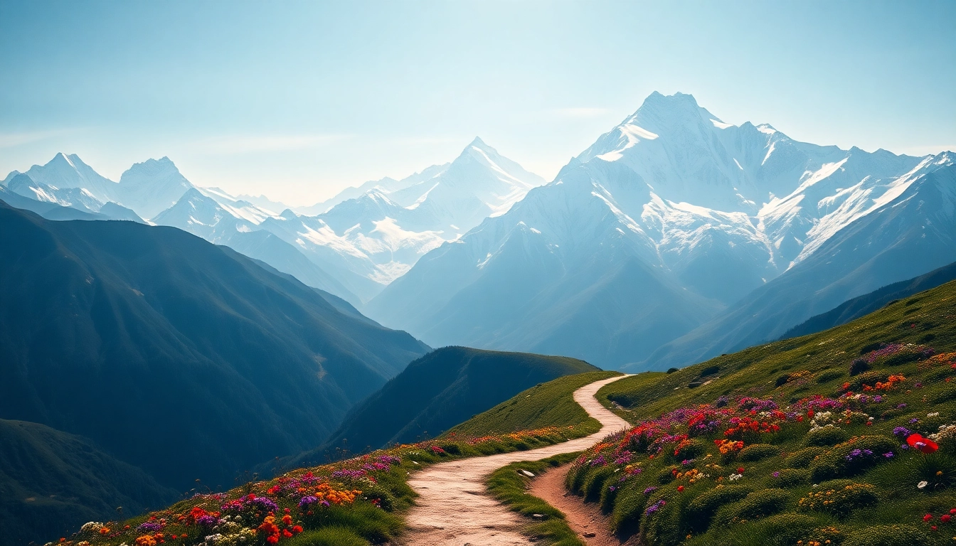 Trekking on the Sandakphu trek with stunning views of Everest and Kangchenjunga in the background.