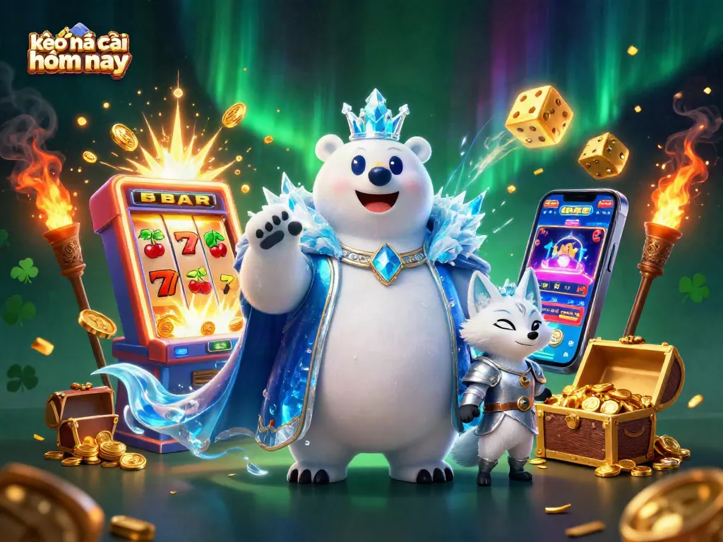Bet on kèo nhà cái hôm nay with the ice king and snow fox in an exciting casino scene.