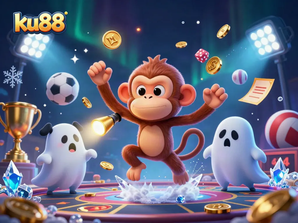 Engage with ku88's thrilling casino experience as a playful ghost-hunting puppy tracks a mischievous monkey.