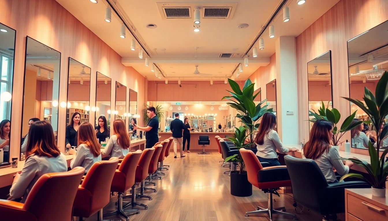 Top rated hair salons featuring a vibrant salon interior with stylish haircuts in a welcoming atmosphere.