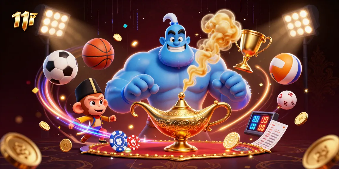 Engage with 11WIN's immersive casino gaming experience featuring vibrant characters and dynamic sports elements.