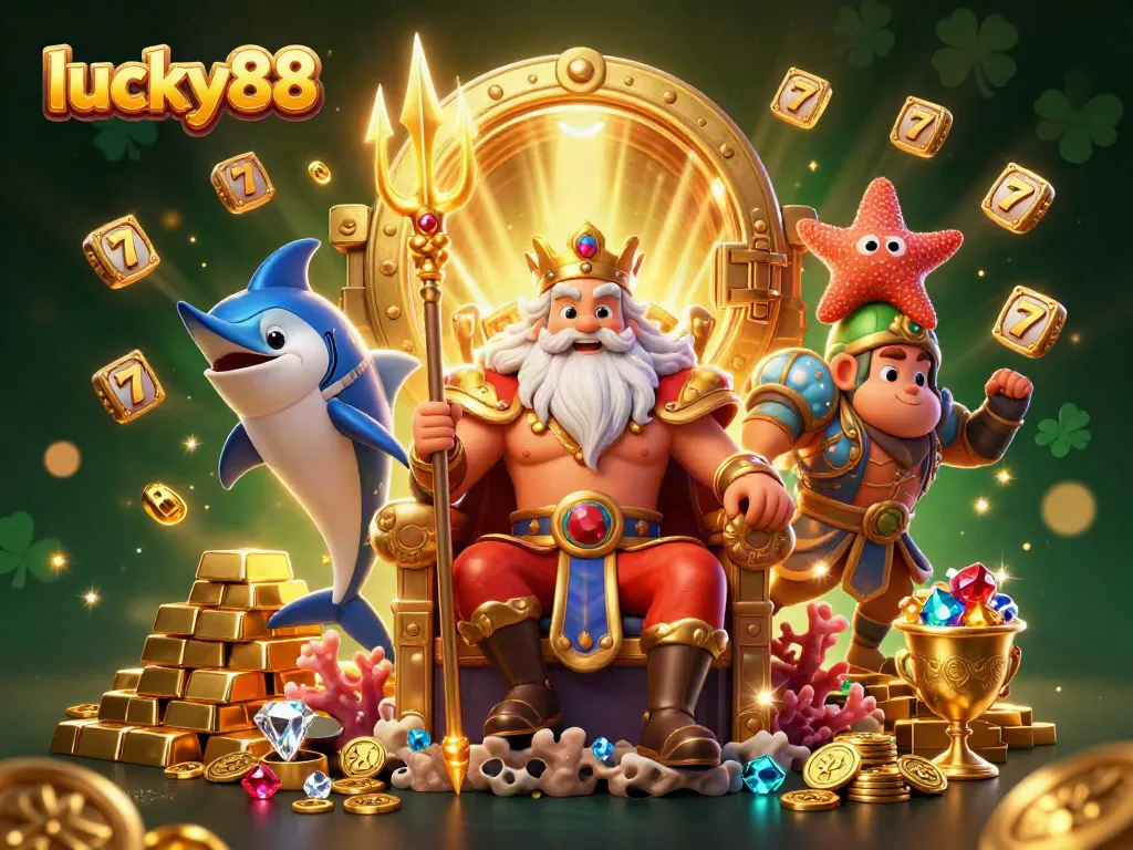 Win big with lucky88 as Neptune and friends celebrate rich treasures and exciting slot games.