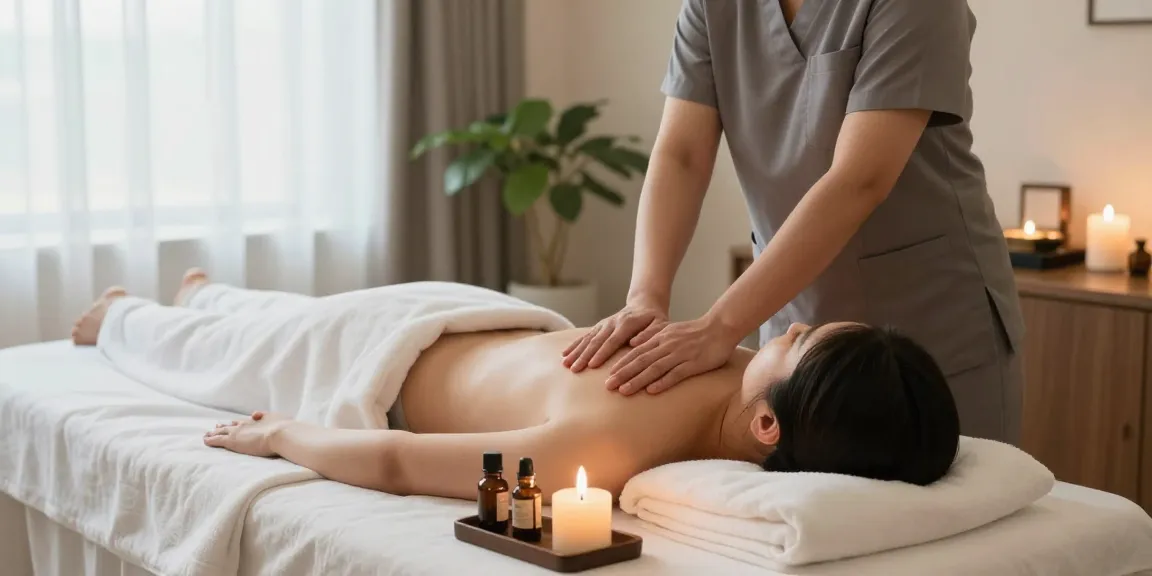 Relaxing 구리출장마사지 session in a tranquil spa setting.