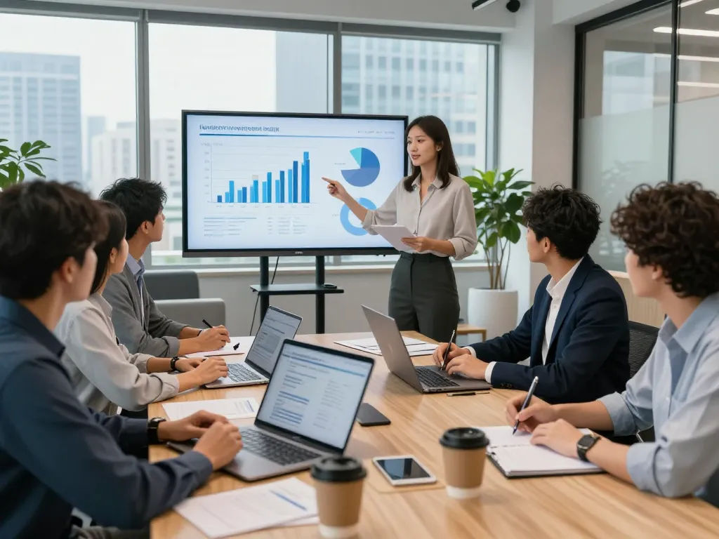 Team of professionals collaborating in a modern office, highlighting staffing agencies' strategic hiring solutions.