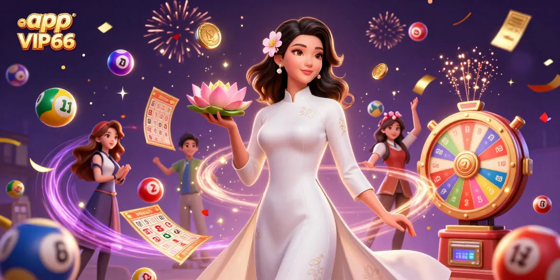 Play thrilling games with the app VIP66, featuring dynamic lottery elements and vibrant celebration visuals.