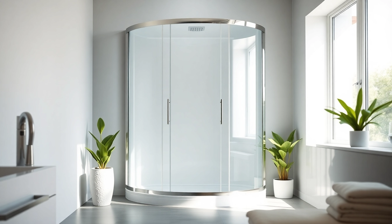 Duschkabine 100x100 Pendeltür in einem eleganten Badezimmer mit natürlichem Licht.