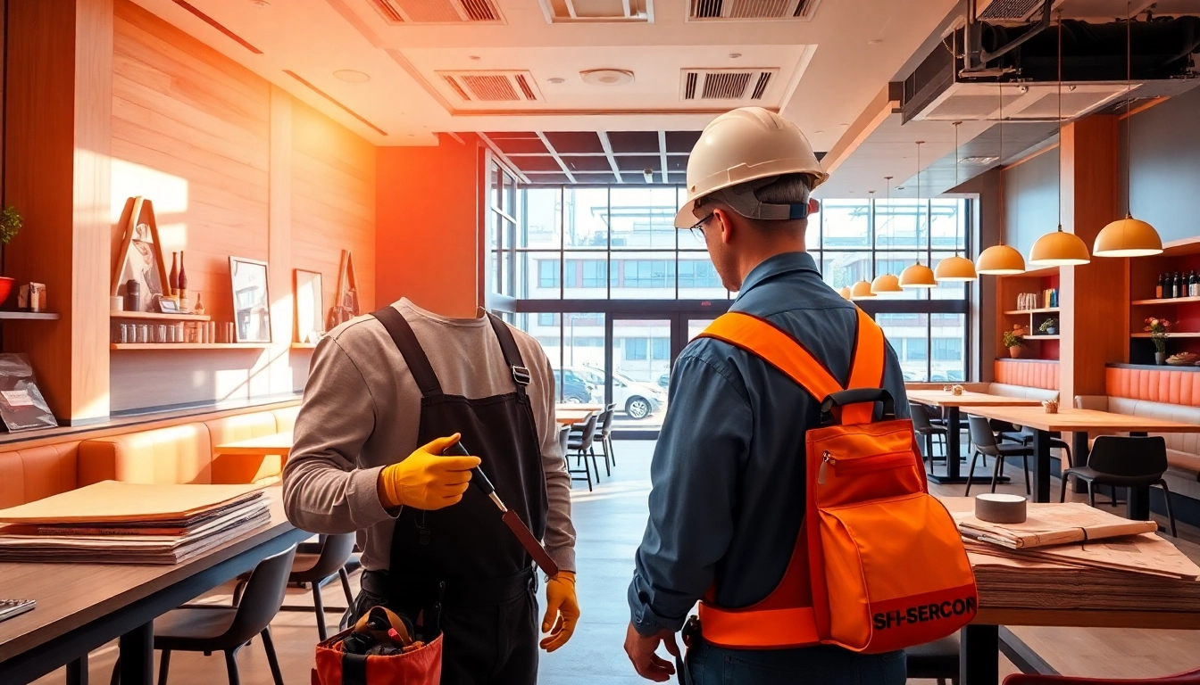 Restaurant buildout contractor Austin creating a modern dining space with skilled precision.