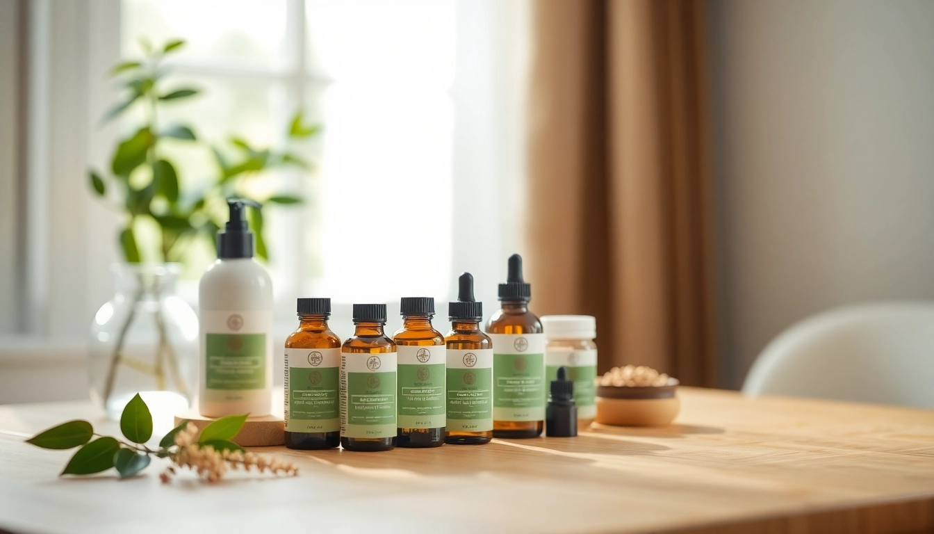 Showcasing AMC Essentials essential oils on a wooden table, highlighting their natural quality and wellness benefits.
