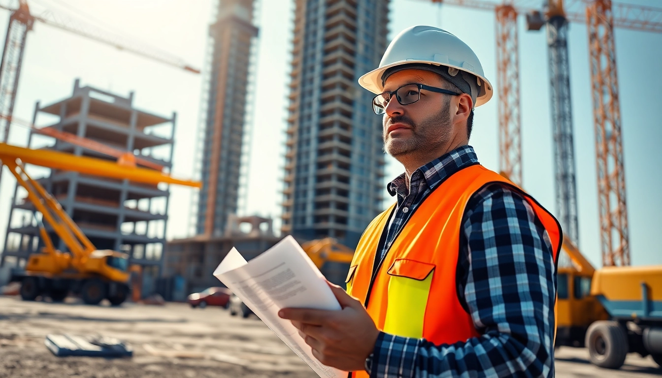 New Jersey Construction Manager directing a construction site with ongoing projects.