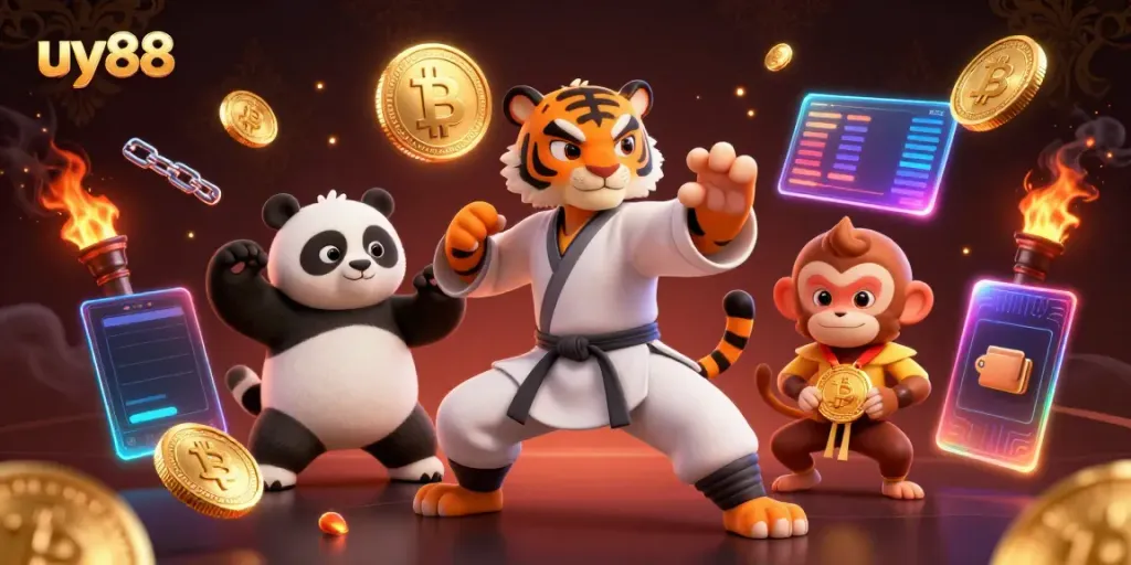 Experience thrilling gameplay at uy88 with vivid characters and crypto-themed elements.