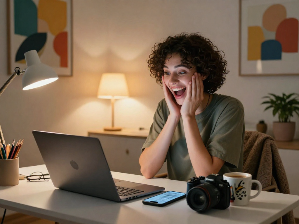 Engaging porn chat AI conversation in a cozy home office.