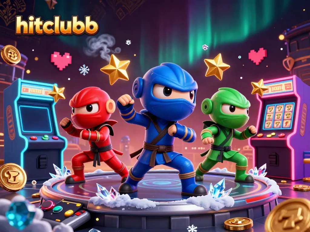 The hitclubb chameleon ninja team showcases impressive martial arts amidst vibrant casino elements.