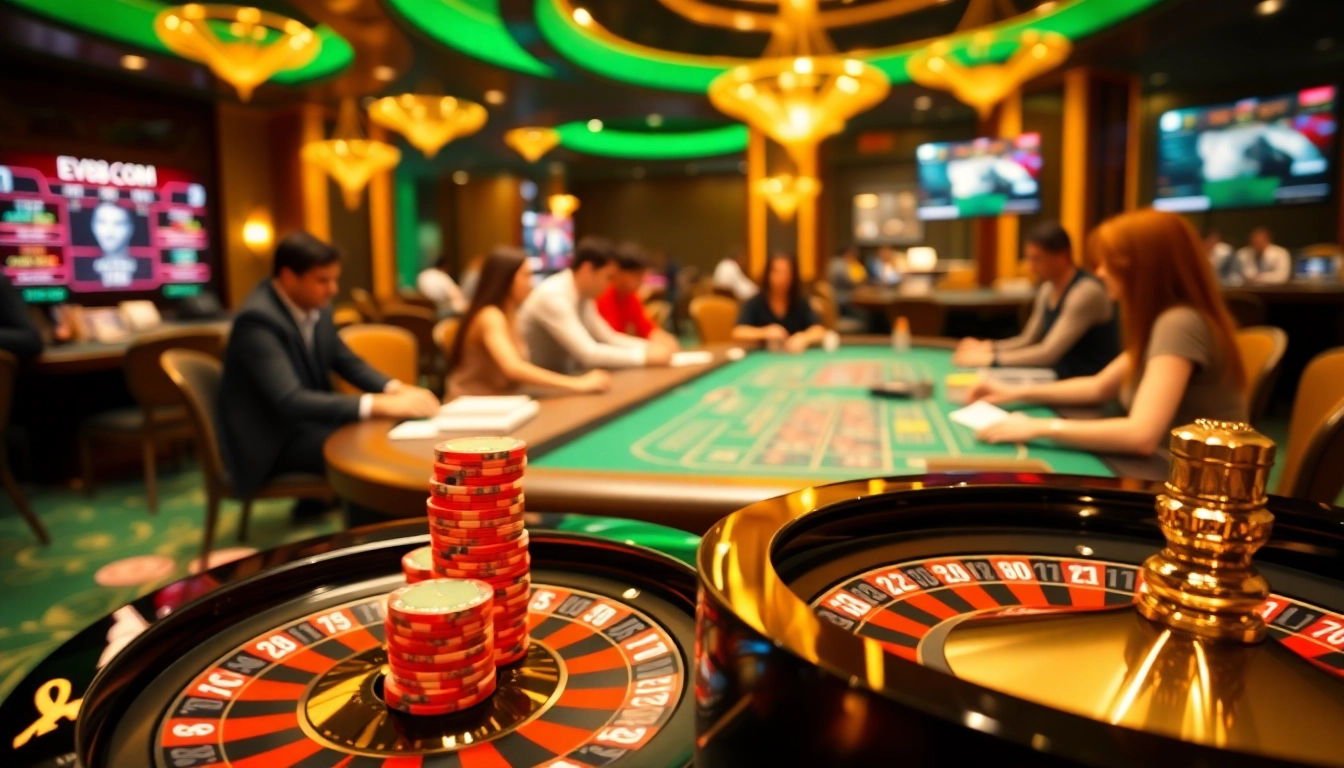Experience winning moments at EV88.COM with poker chips and a roulette wheel.