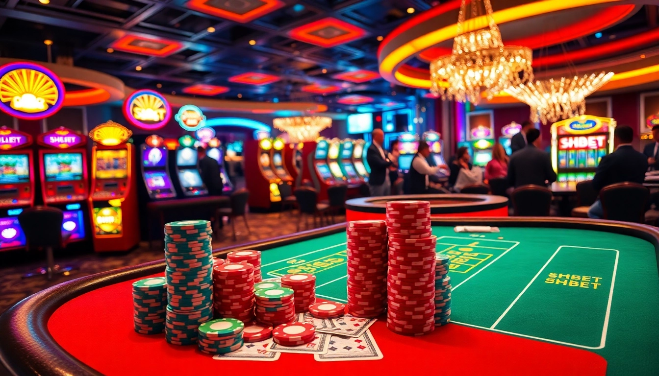 Experience the excitement of SHBET casino with vibrant gaming tables and thrilling action.