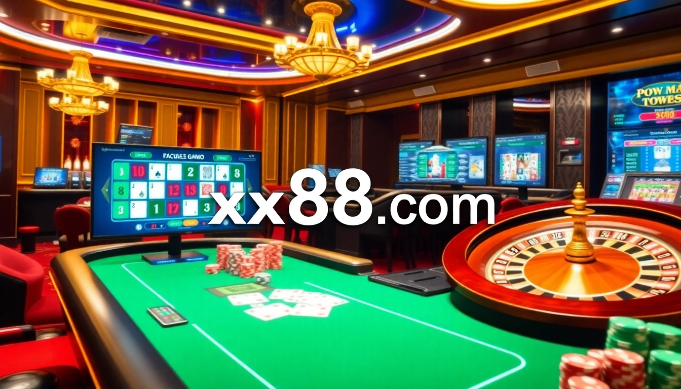 Experience thrilling gameplay at xx88 com with our vibrant casino atmosphere featuring poker and roulette.