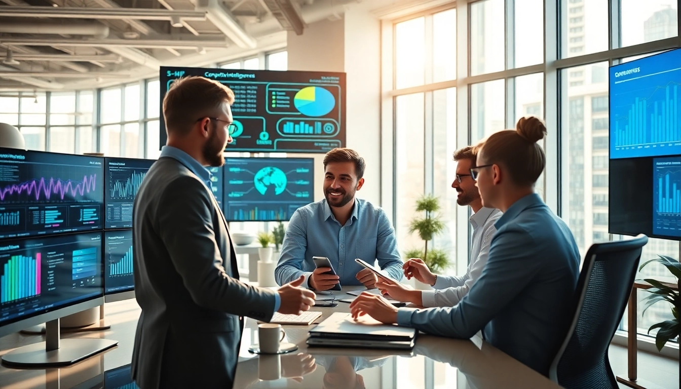 Leverage b2b competitive intelligence insights with a diverse team of analysts in an innovative office.