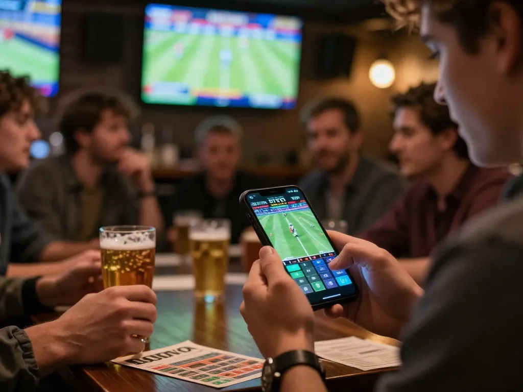 Tỷ lệ kèo nhà cái 5 displayed on smartphone during an exciting sports betting night.