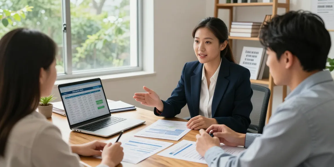 Couple discussing Roth IRA options with financial advisor in a welcoming office space.