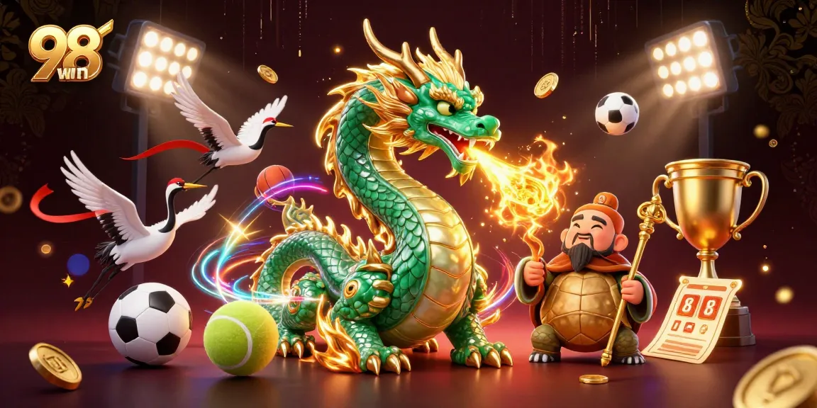 Experience the thrill of 98win with dynamic casino elements and enchanting creatures in action.