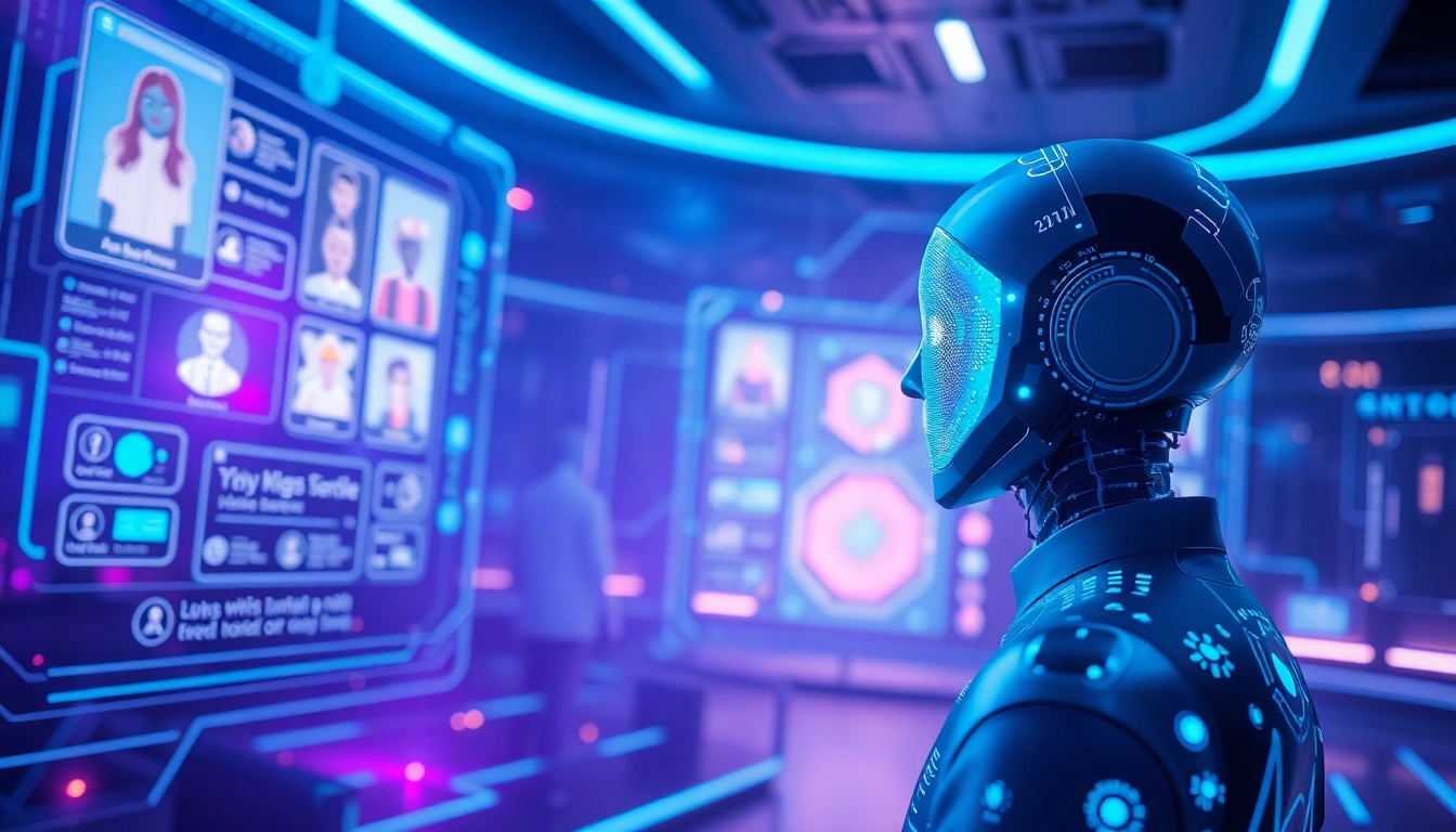 Engaging interface of Crushon AI showcasing futuristic AI interactions and avatars.