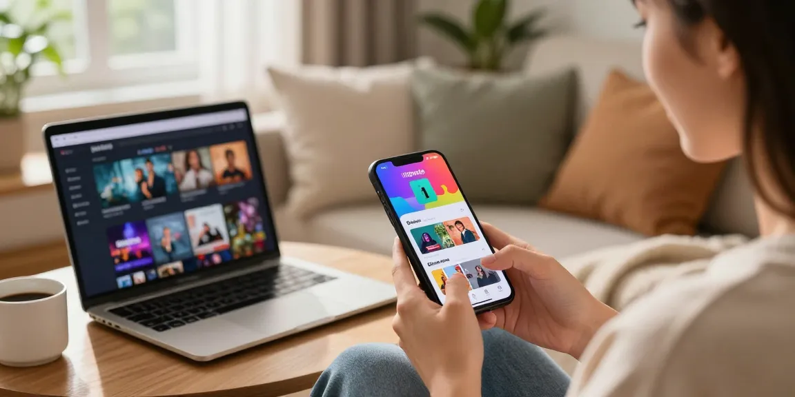 Engaging user experience with Vidmate app on smartphone in a cozy setting.