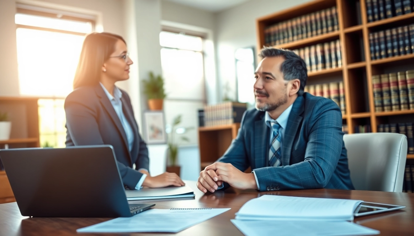 Clearwater truck accident lawyer in consultation with a client, highlighting legal support.