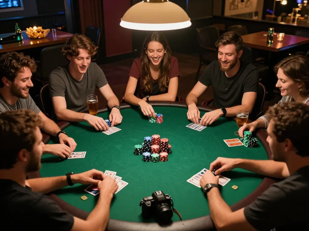 Experience the thrill of LC88 win during a lively home poker night filled with friends, snacks, and excitement.