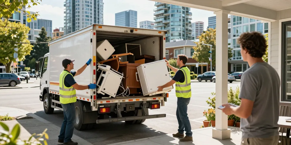 Efficient junk removal team in Vancouver handling target Junk Removal Vancouver services, showcasing professionalism and eco-friendliness.