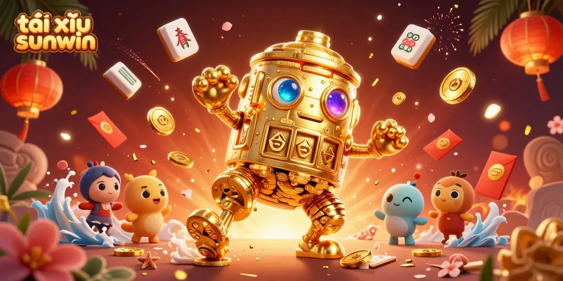 Engage with tài xỉu sunwin in a vibrant 3D scene filled with festive gambling elements