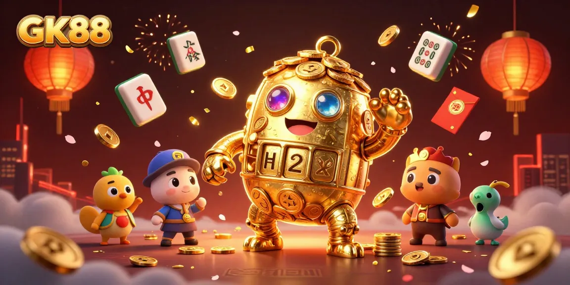 Experience excitement at GK88 with gold coin sprites and vibrant casino elements in a dynamic illustration.