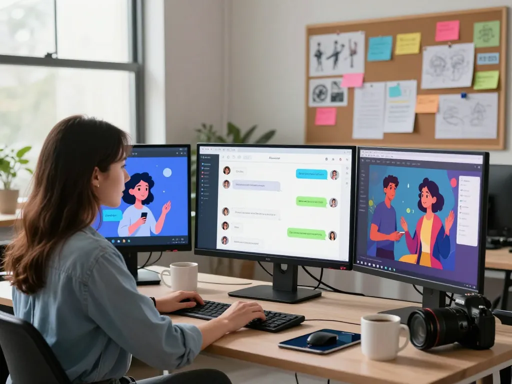 Exploring ai chat porn through dynamic AI character interactions in a creative digital art studio.