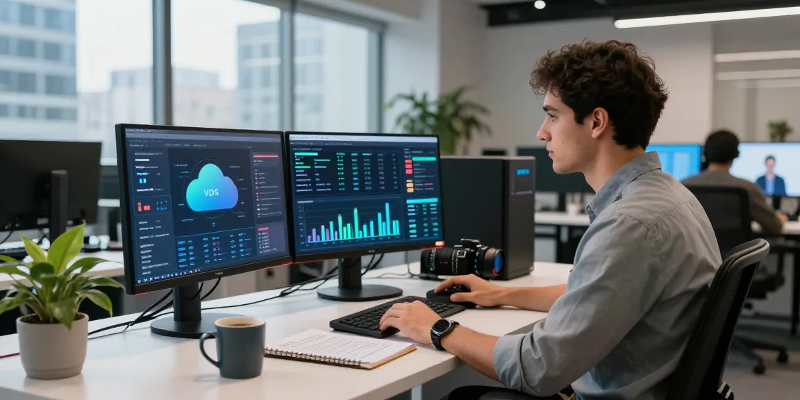 IT professional managing vds metrics in a modern tech workspace