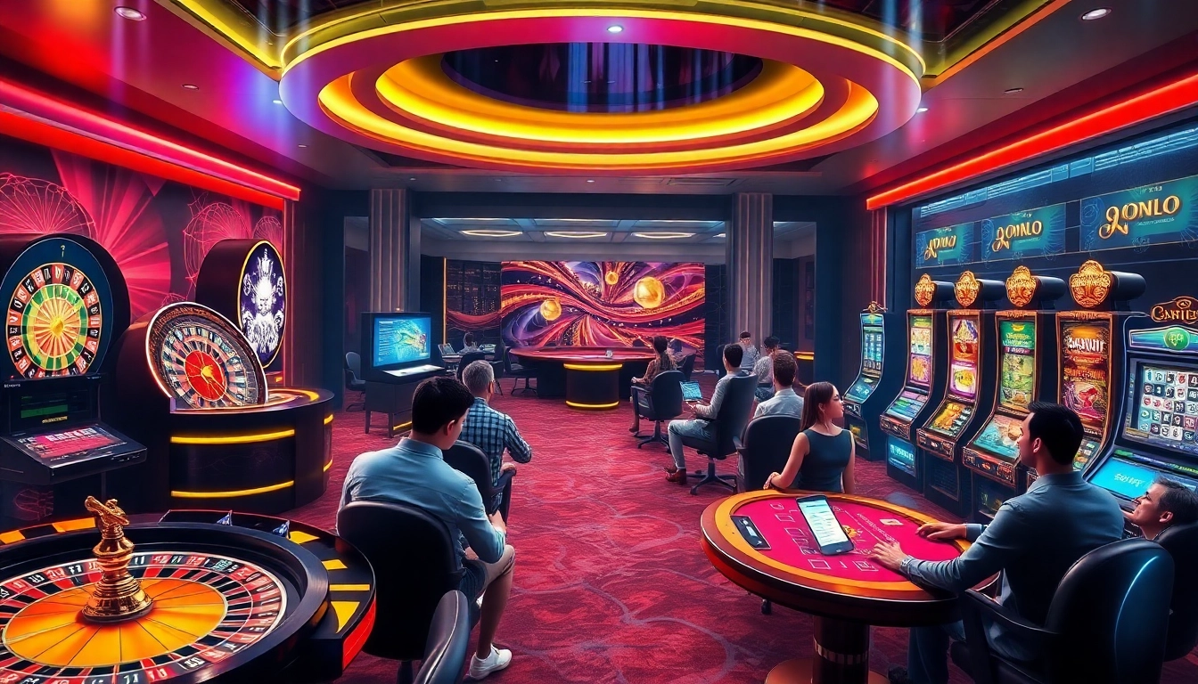 Players enjoying the luxury online gambling experience at https://gg88.cool/ with vibrant gaming interfaces and slot machines.