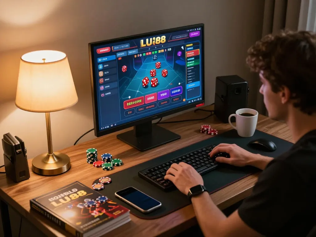 Engaging online gaming moment at LU88 with a player immersed in casino action.